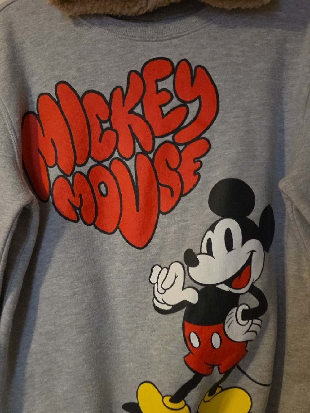 Disney Womens  Grey Crewneck with Red & Yellow Mickey Graphic - Picture 3 of 5